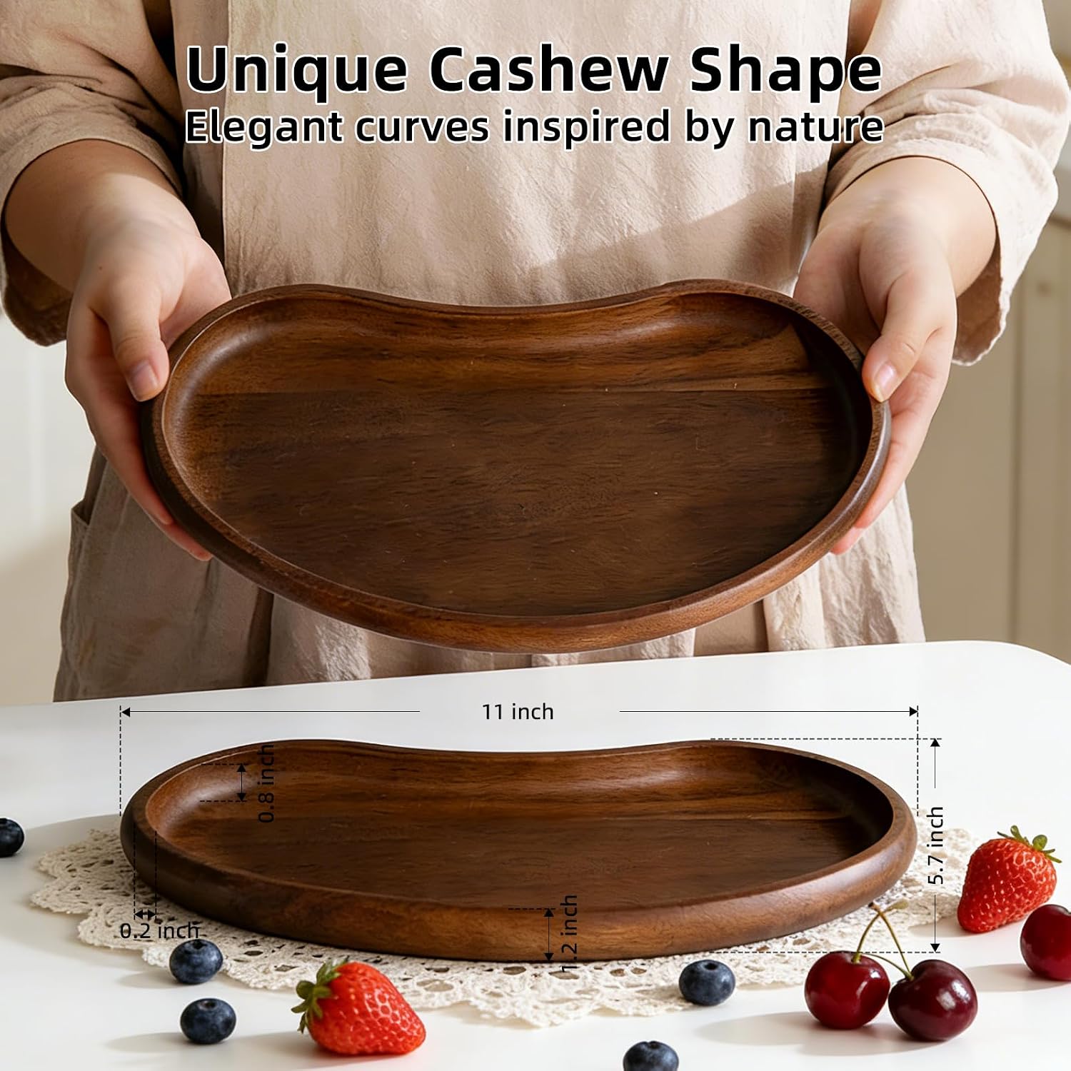 Handmade Solid Acacia Wood Catchall Jewelry Tray