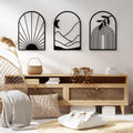 3pc Boho Sun Mountain Metal Wall Art