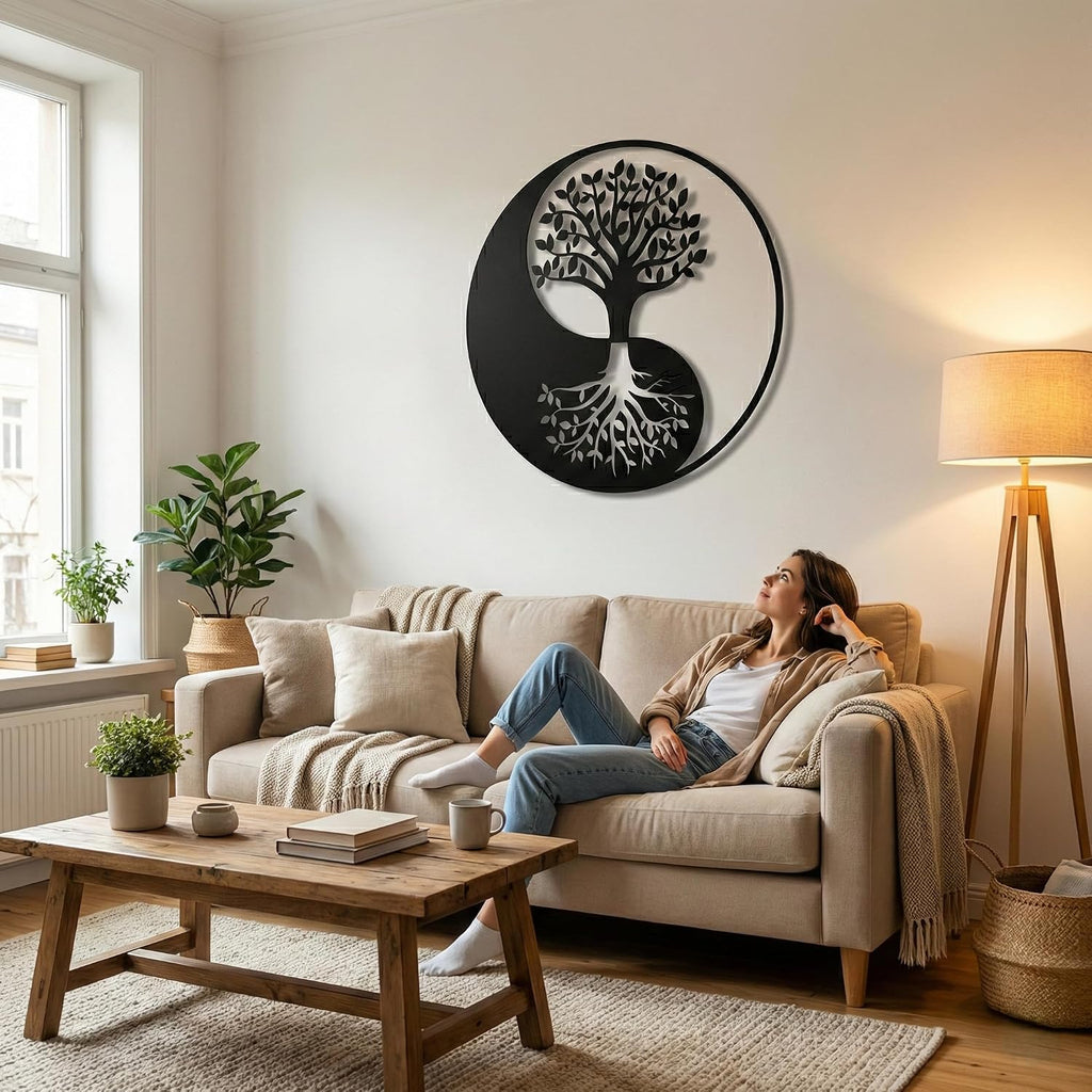 Yin Yang Tree Metal Wall Art