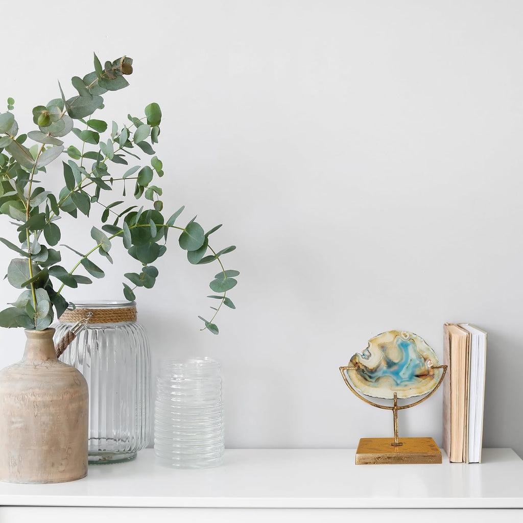 Agate Slice Decor with Metal Stand