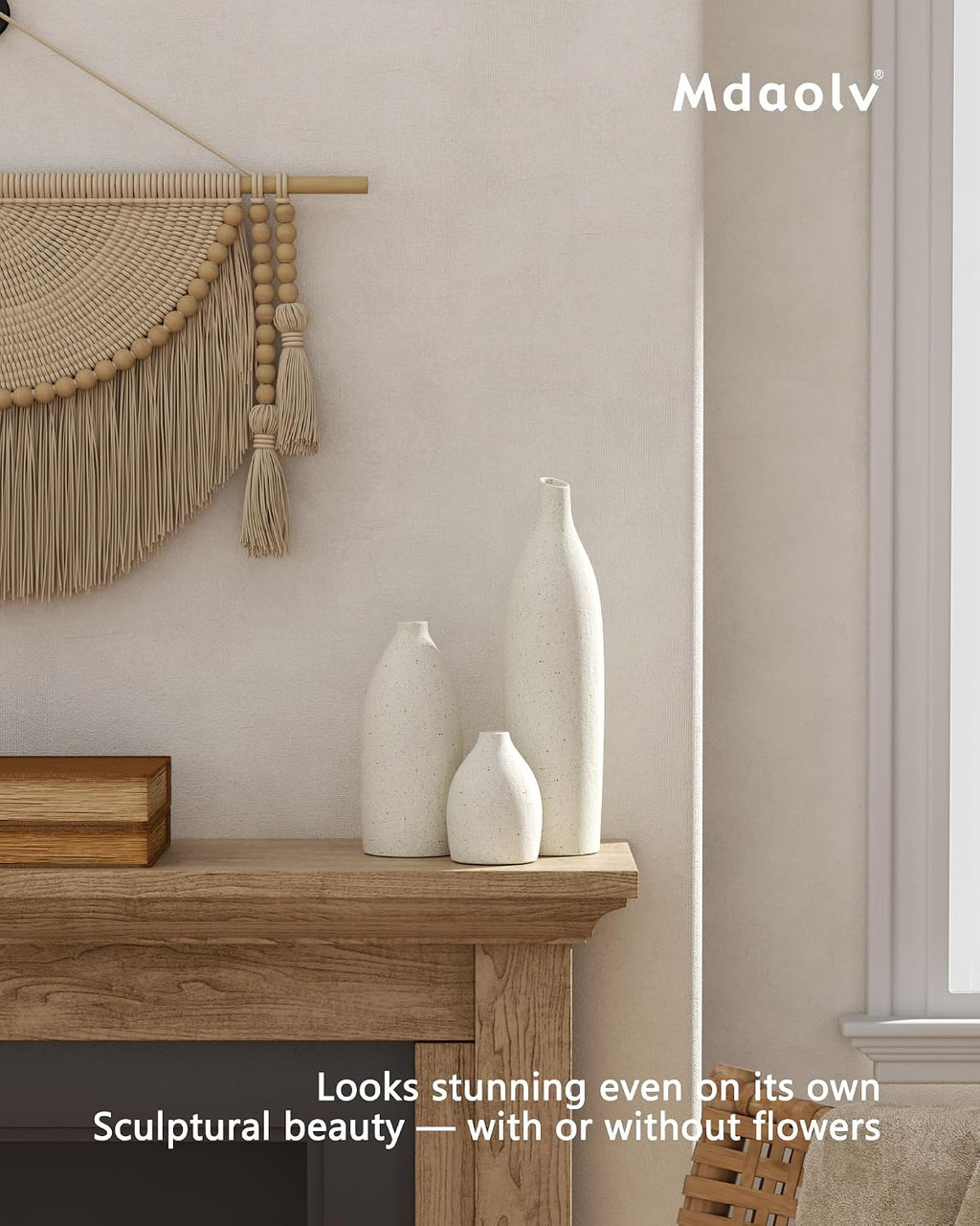 3pc Cream Minimalist Ceramic Flower Vases