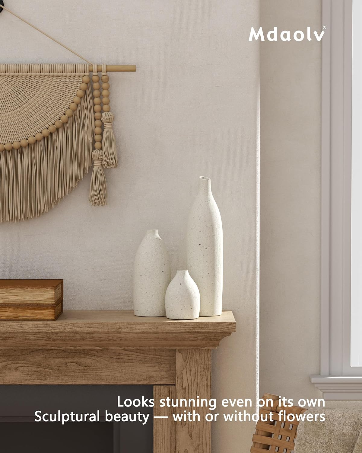 3pc Cream Minimalist Ceramic Flower Vases