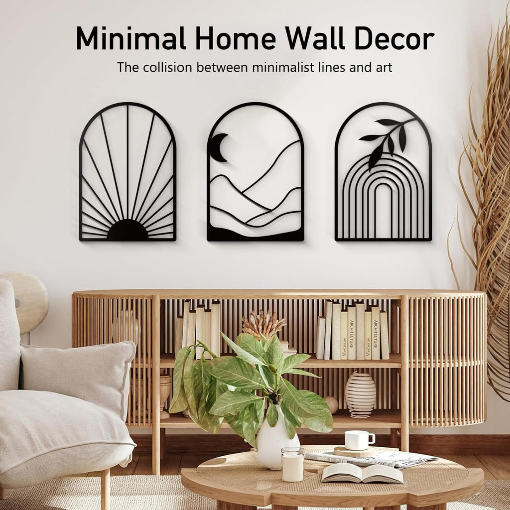 3pc Boho Sun Mountain Metal Wall Art