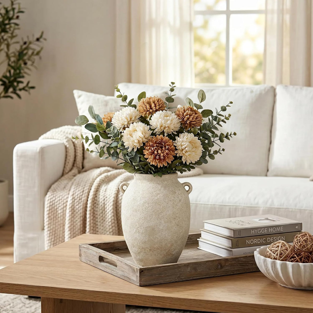 Beige Handle Farmhouse Terracotta Vase
