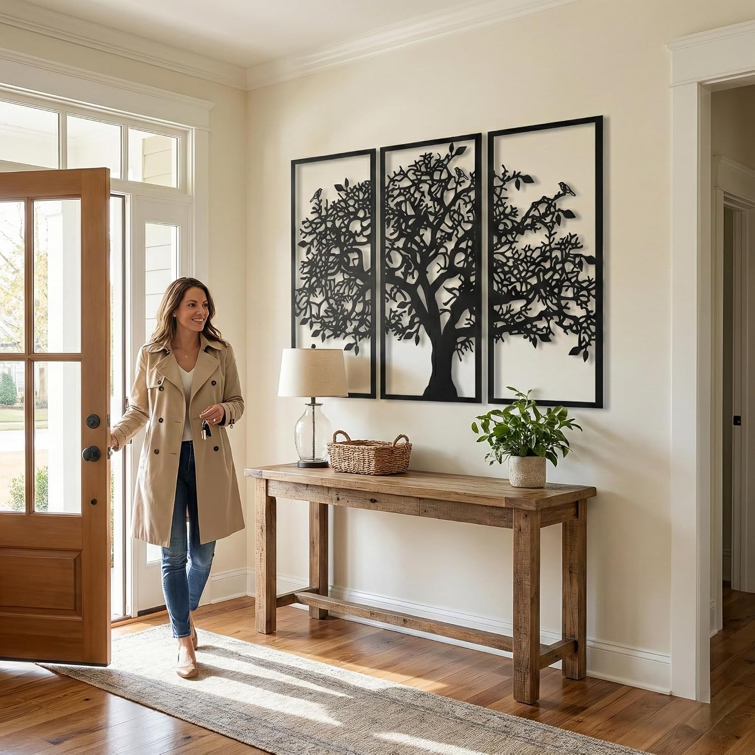3pc Black Family Tree Metal Wall Art