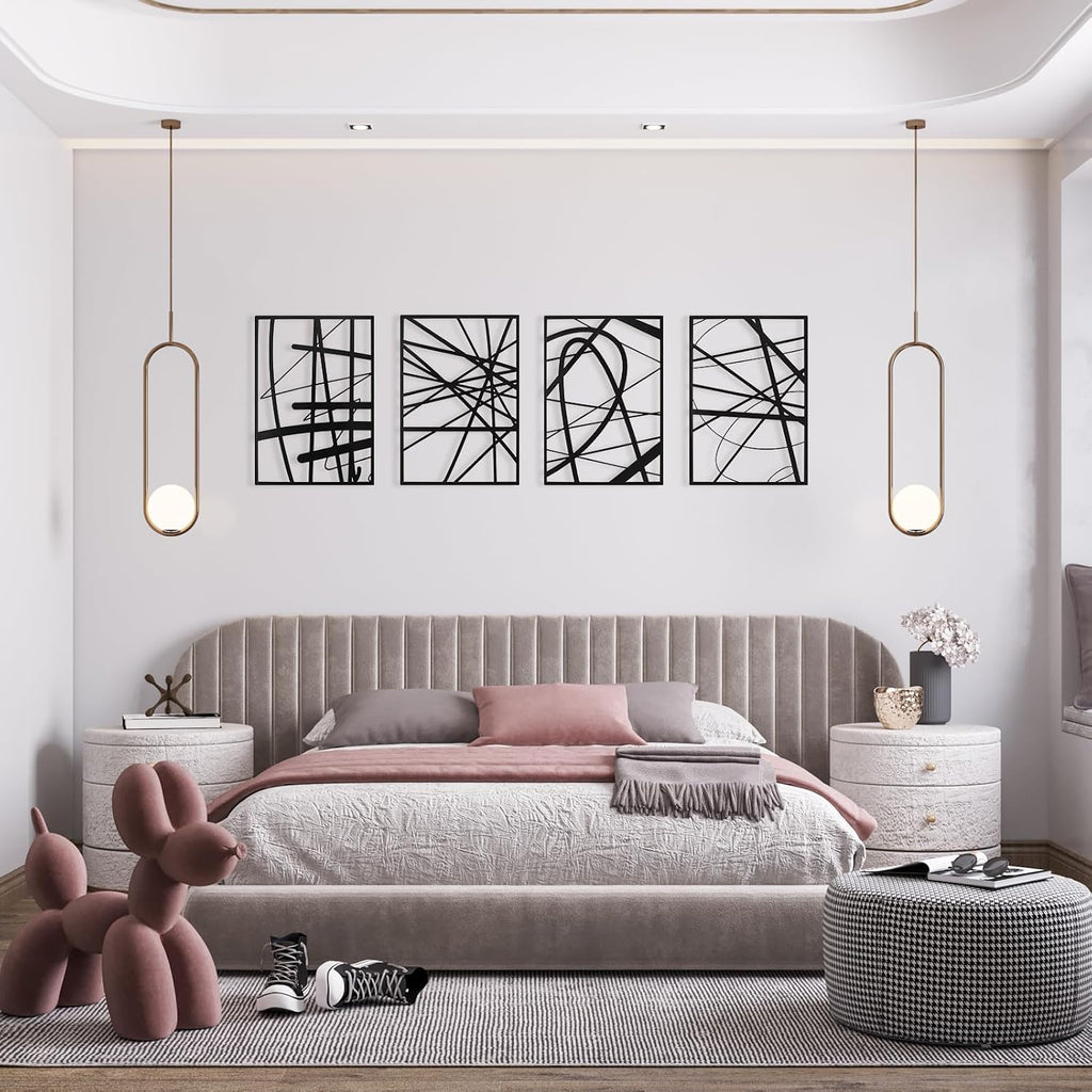 4pc Black Line Metal Wall Sculptures