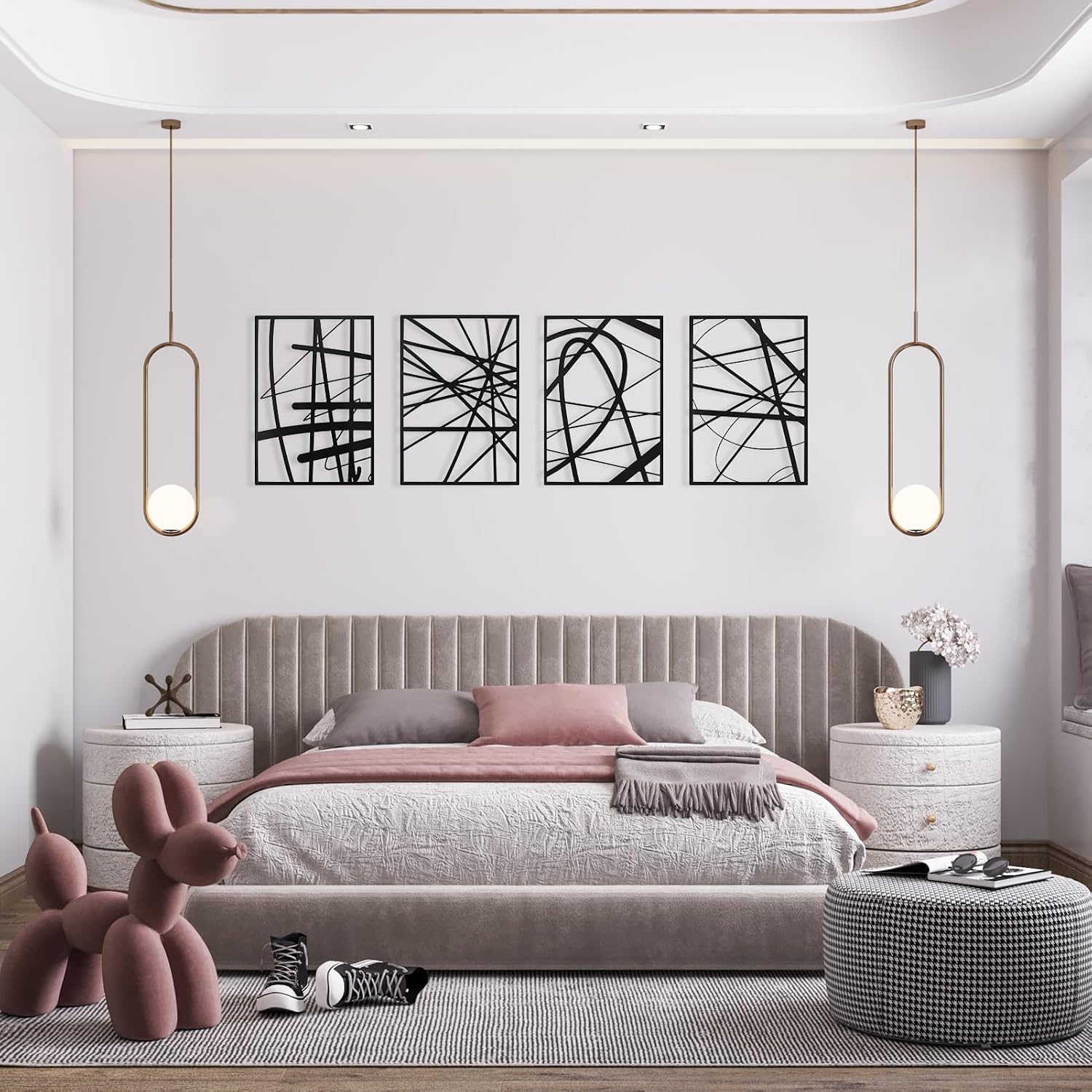 4pc Black Line Metal Wall Sculptures