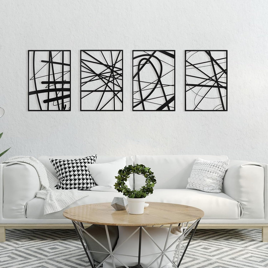 4pc Black Line Metal Wall Sculptures