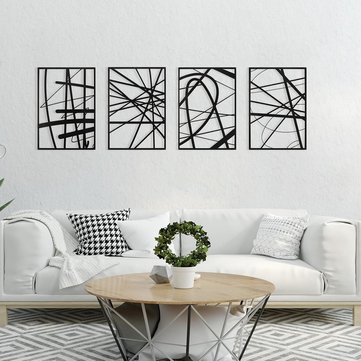 4pc Black Line Metal Wall Sculptures