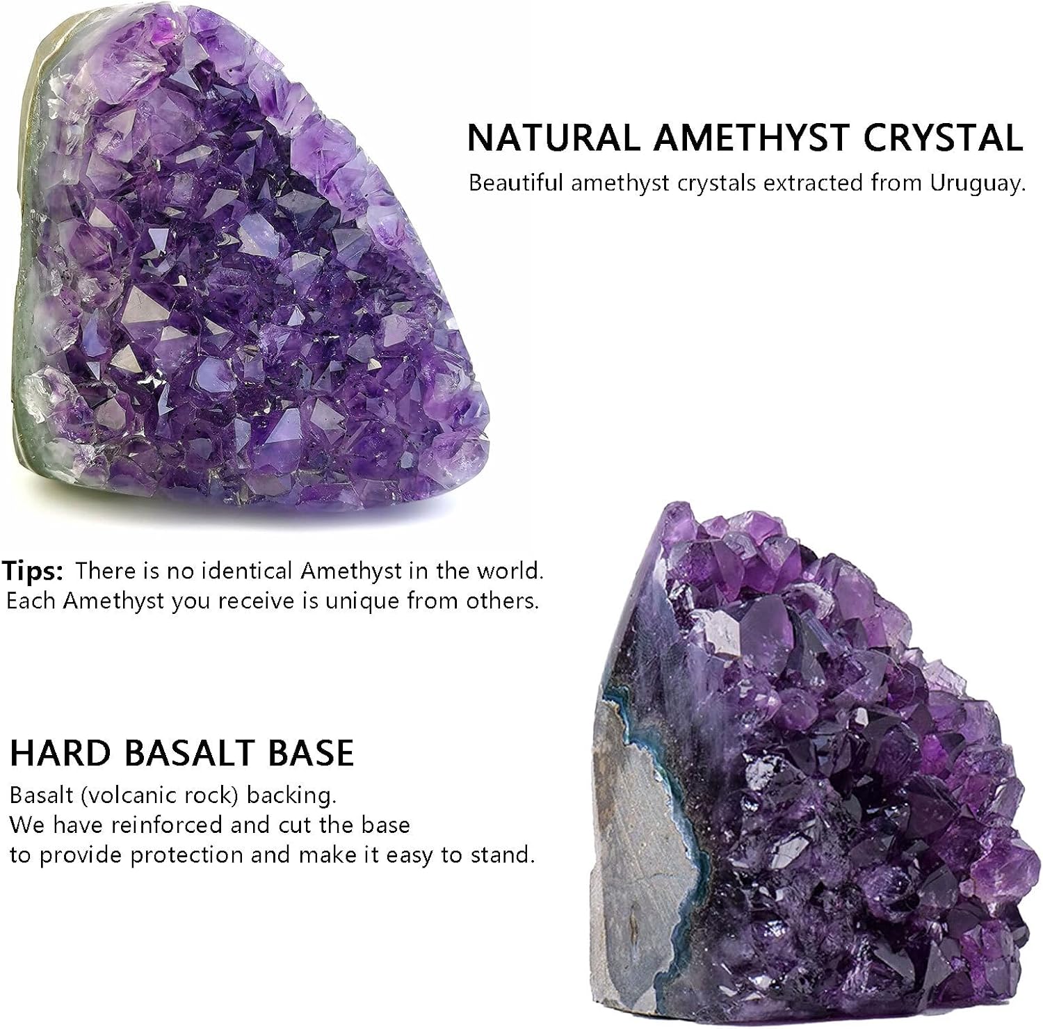 Purple Amethyst Quartz Crystal Cluster Geode