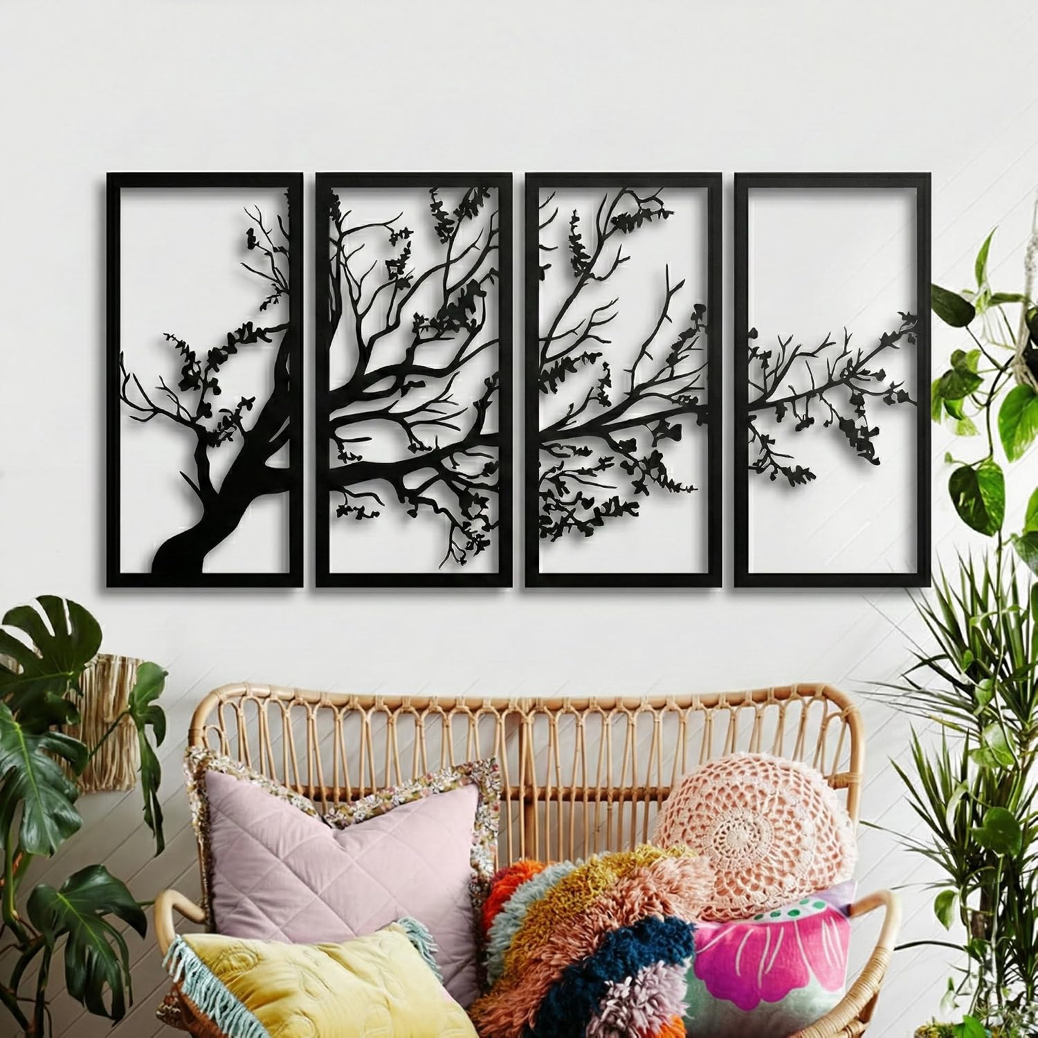 4pc Tree of Life Metal Wall Decor
