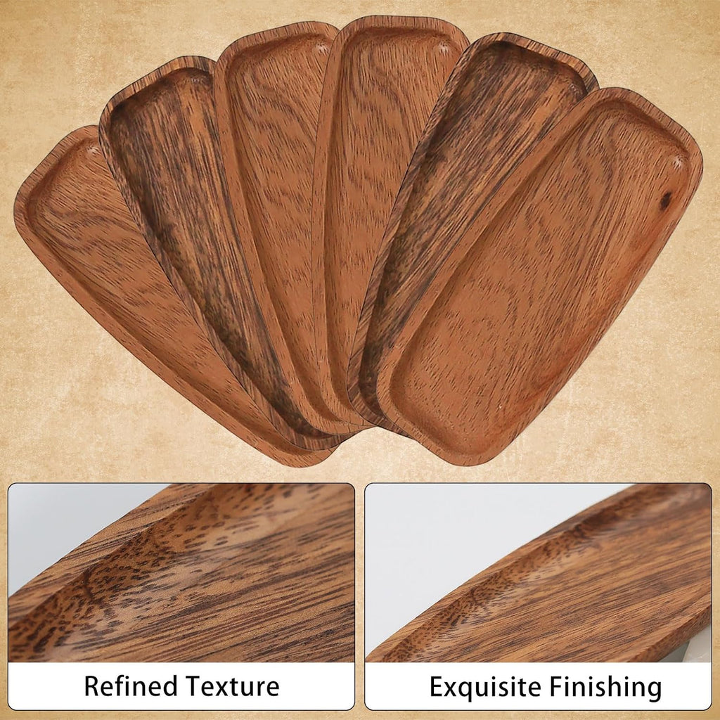 7 Inch Acacia Wood Multi-use Mini Serving Trays 6 Pcs