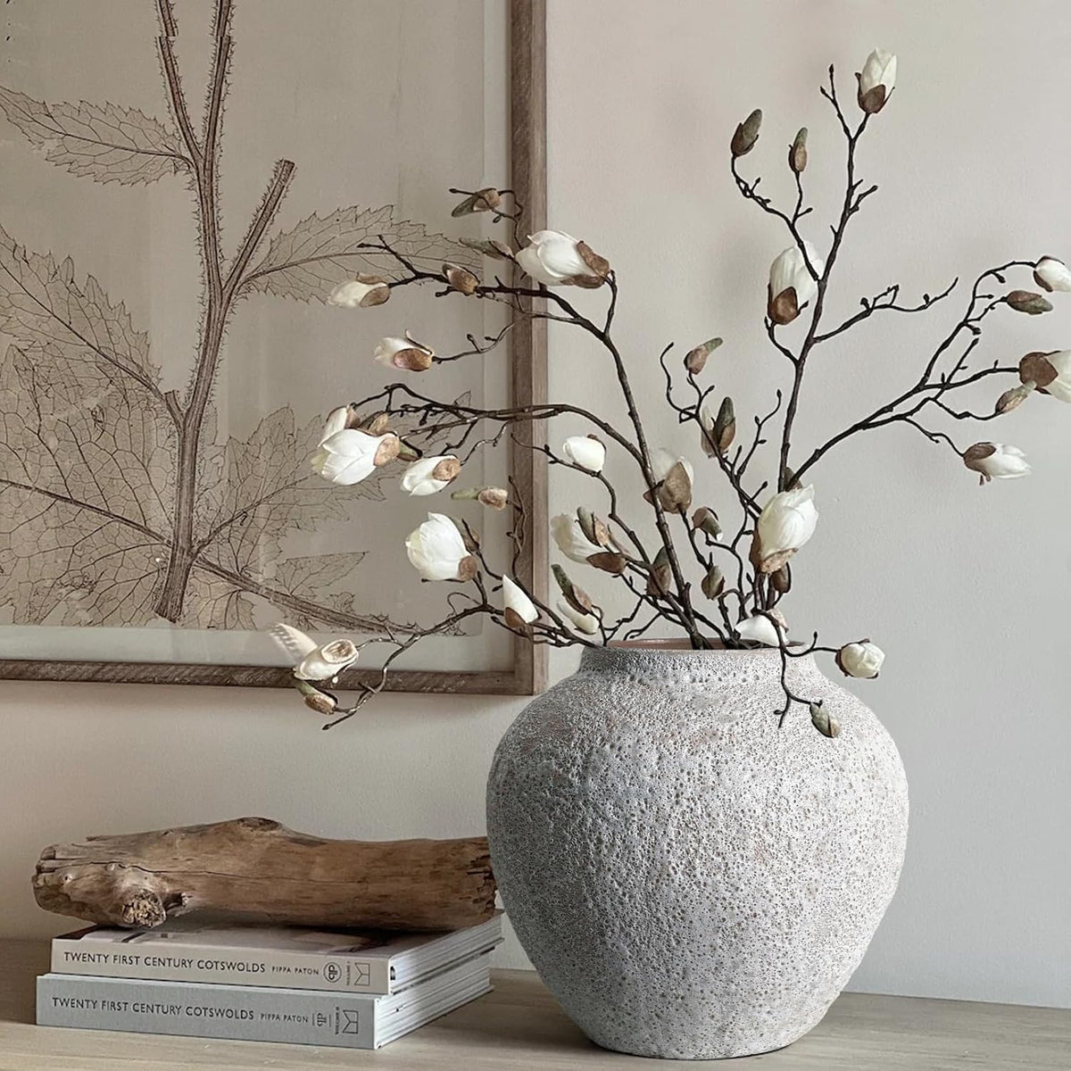 White Vintage Farmhouse Floor Vase