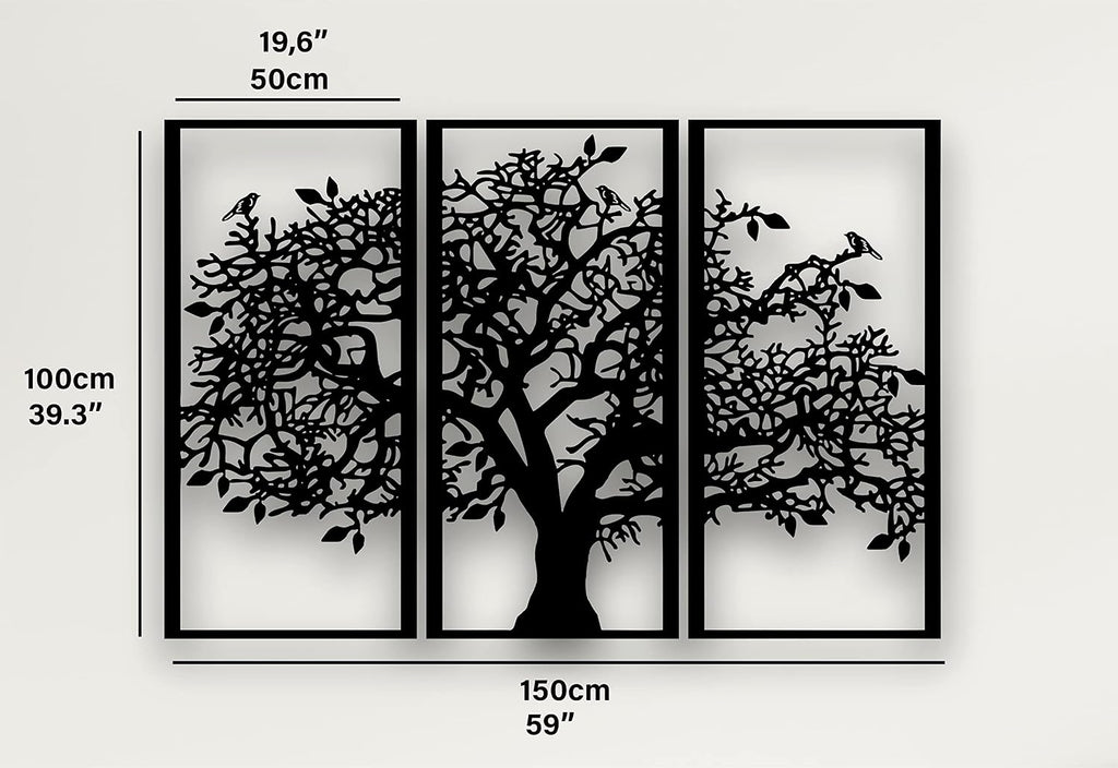 3pc Black Family Tree Metal Wall Art