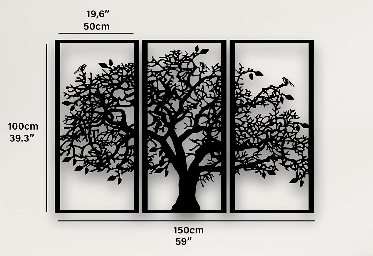 3pc Black Family Tree Metal Wall Art