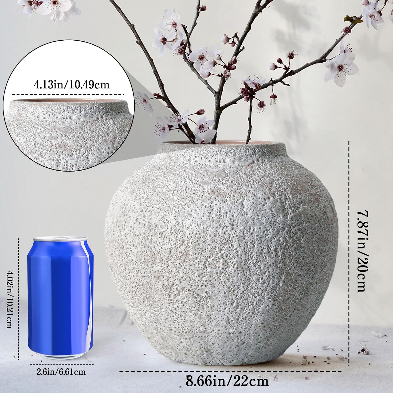 White Vintage Farmhouse Floor Vase