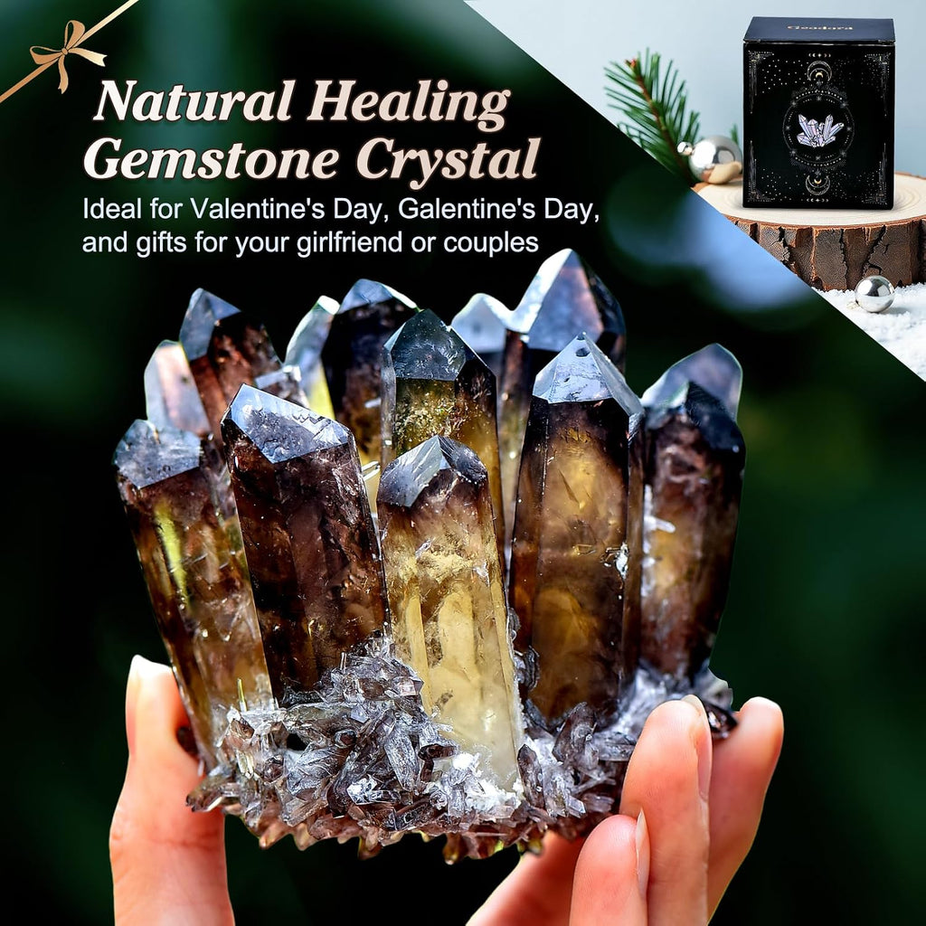 Natural Smoky Quartz Cluster Healing Crystal Decor