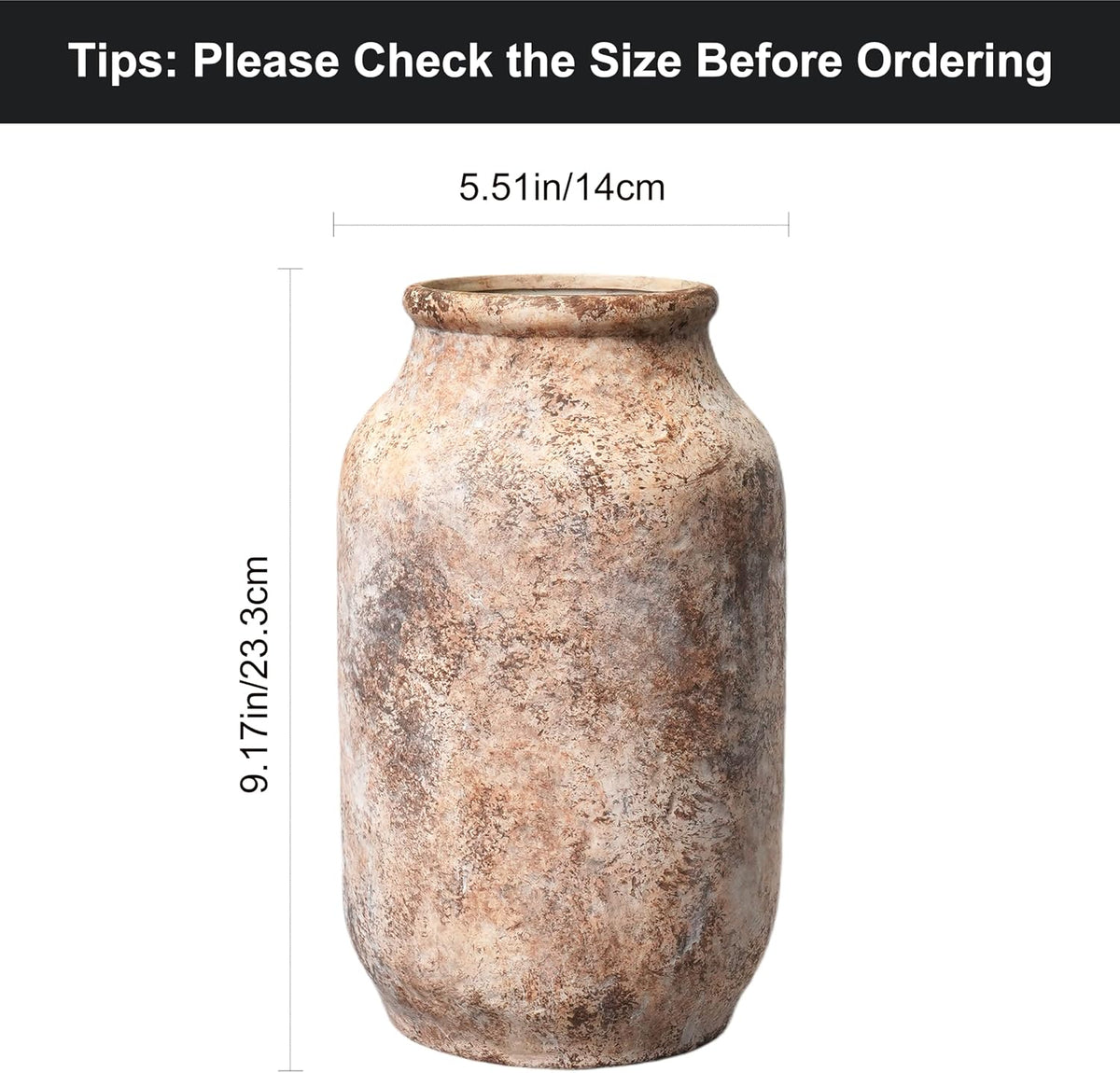 Brown Vintage Terracotta Farmhouse Vase