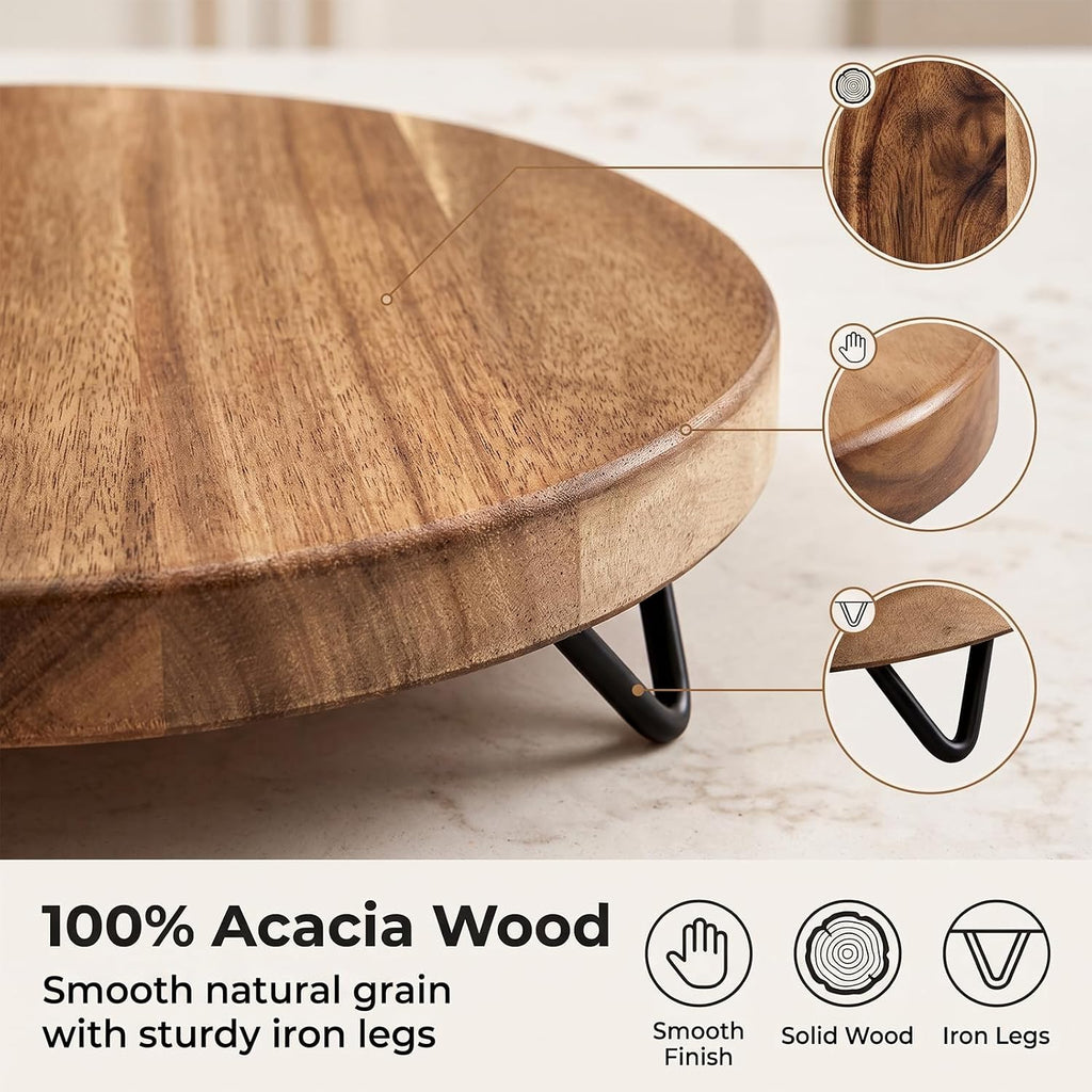 10 Inch Round Farmhouse Wooden Display Pedestal Riser