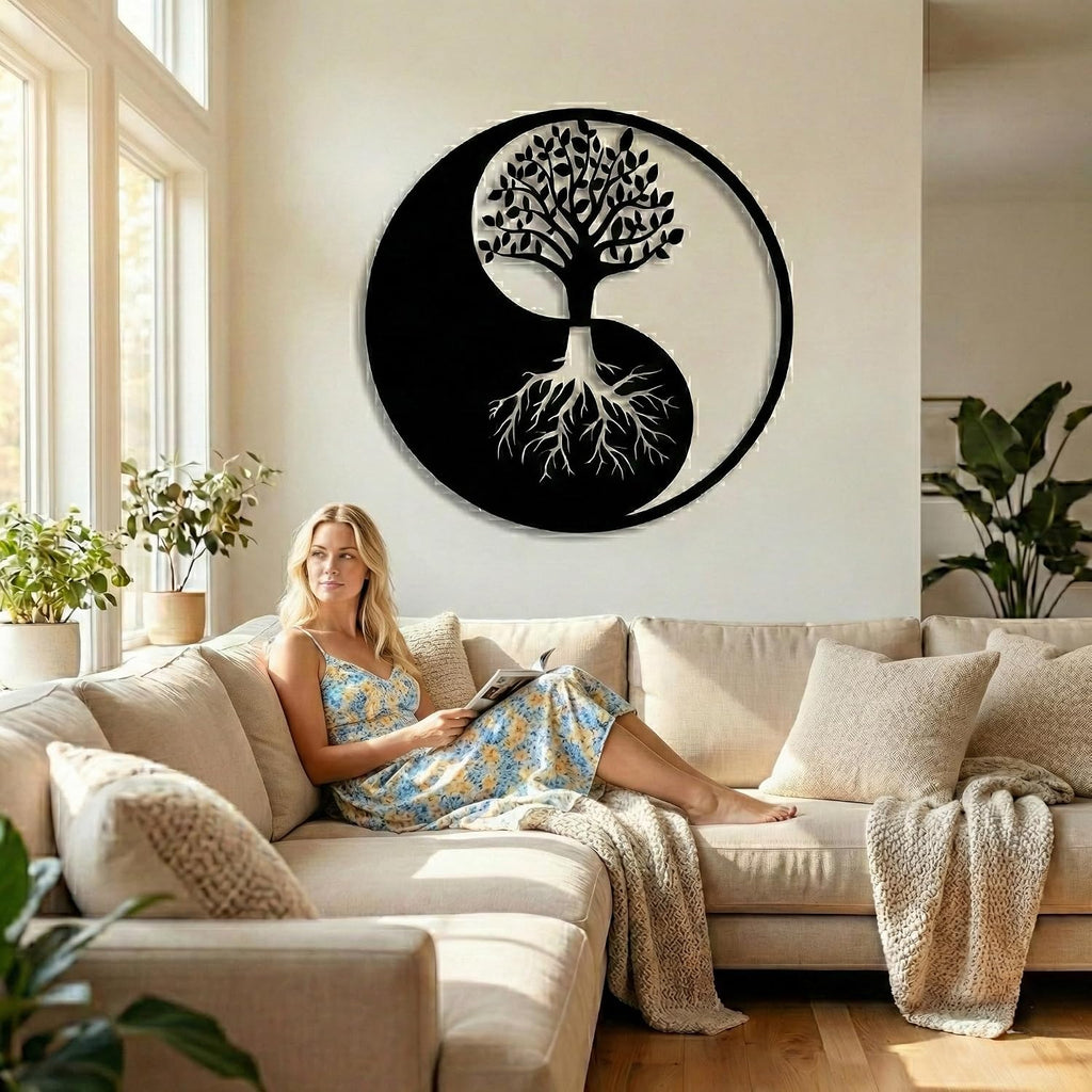 Yin Yang Tree Metal Wall Art