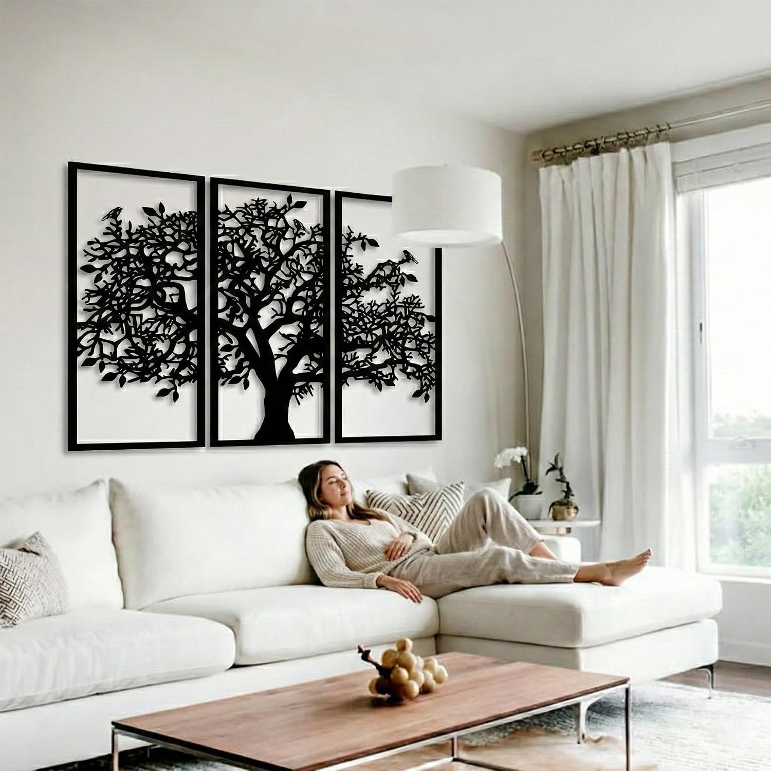 3pc Black Family Tree Metal Wall Art
