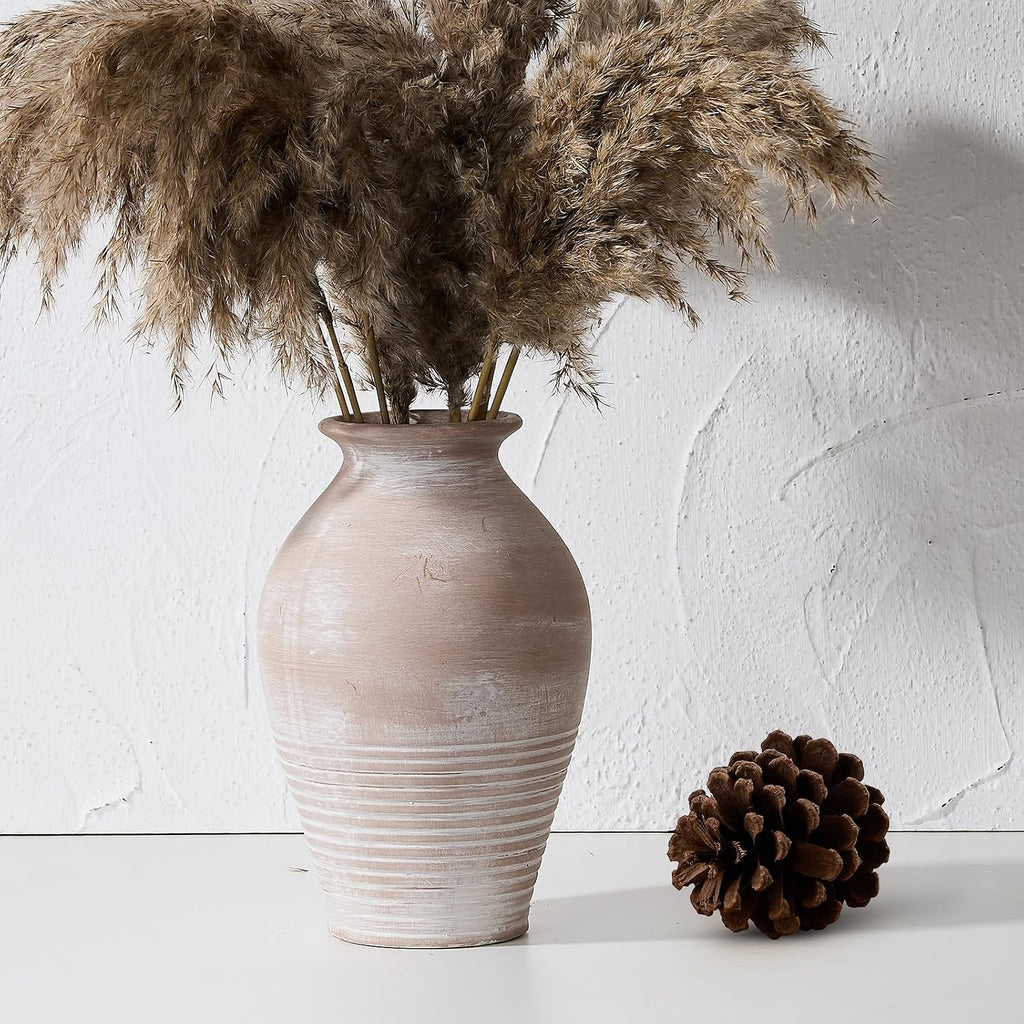 Whitewashed Terracotta Farmhouse Vase