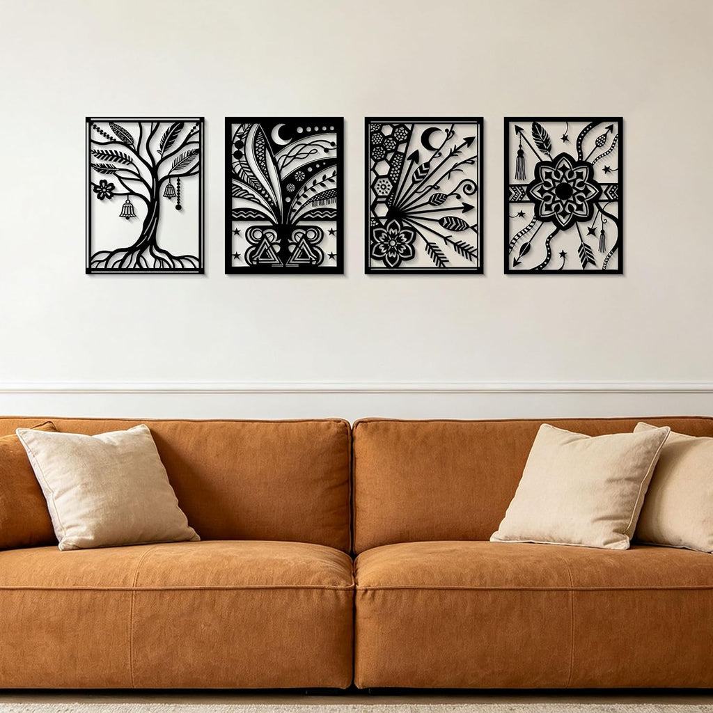 Boho Black Line Metal Wall Hanging