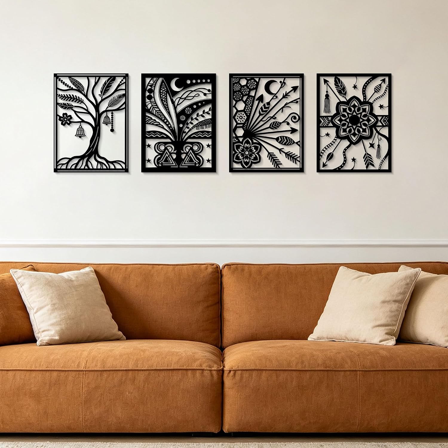 Boho Black Line Metal Wall Hanging