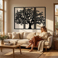 3pc Black Family Tree Metal Wall Art