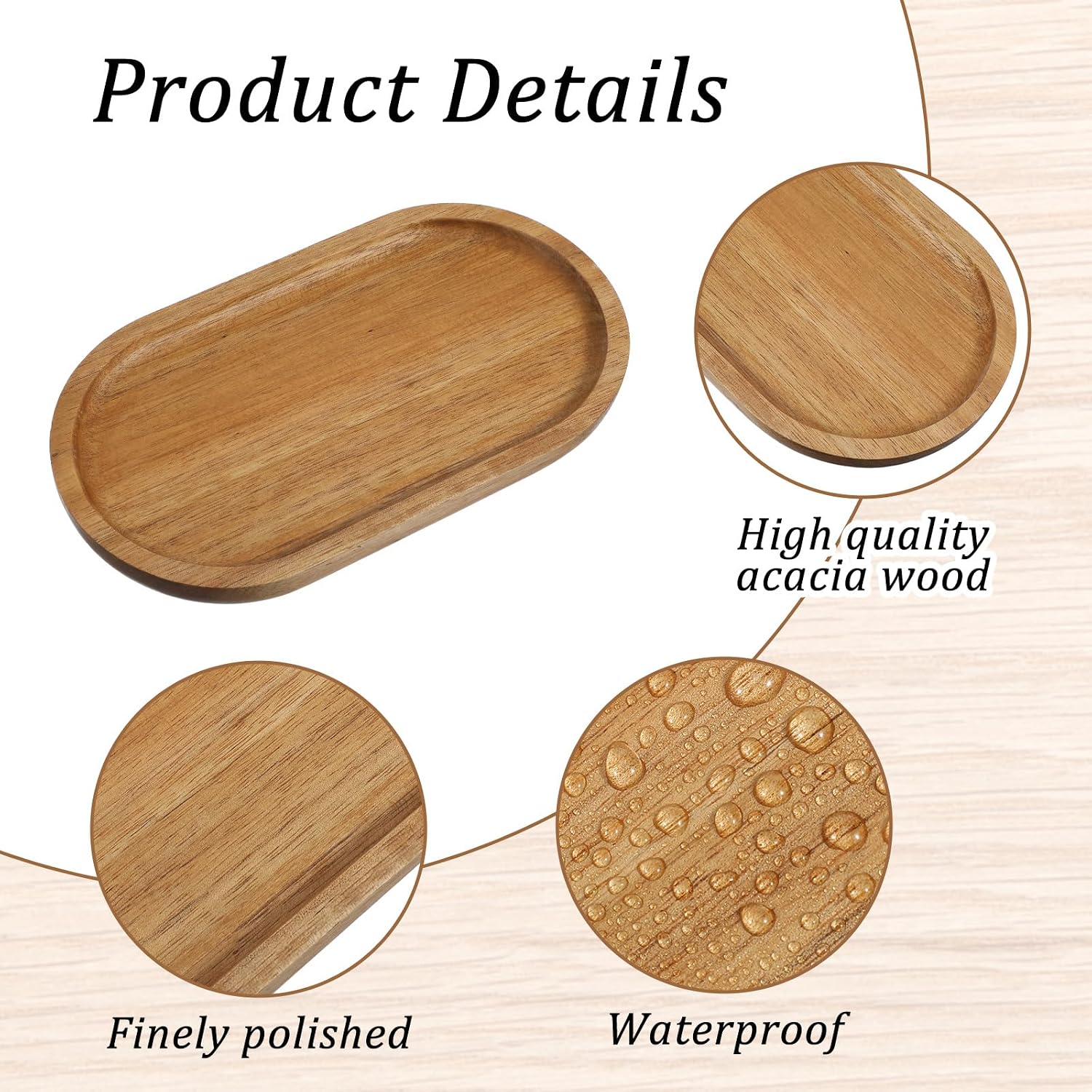 6Pcs Acacia Wood Multi-purpose Serving Trays