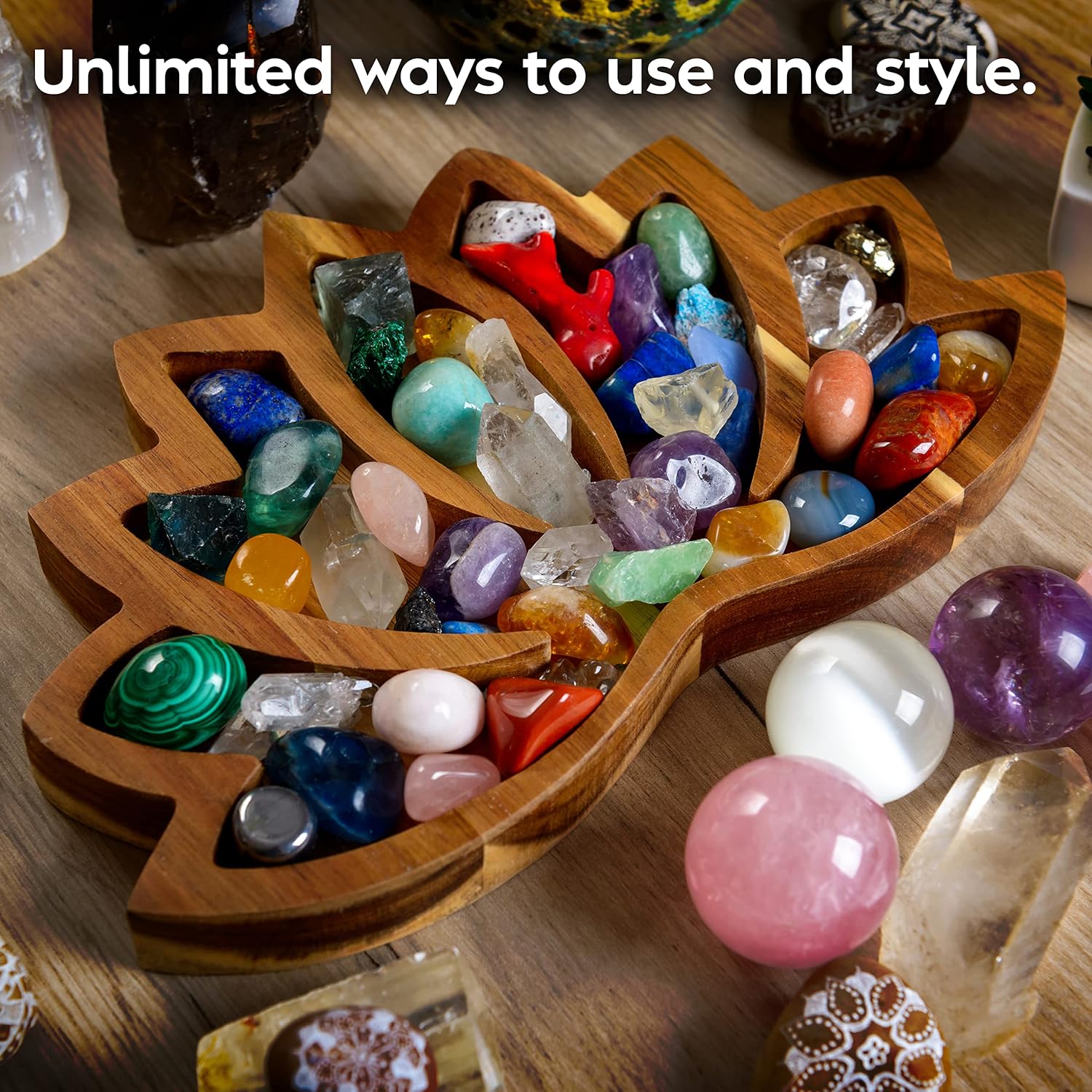 Horizon Wooden Lotus Crystal Display Tray