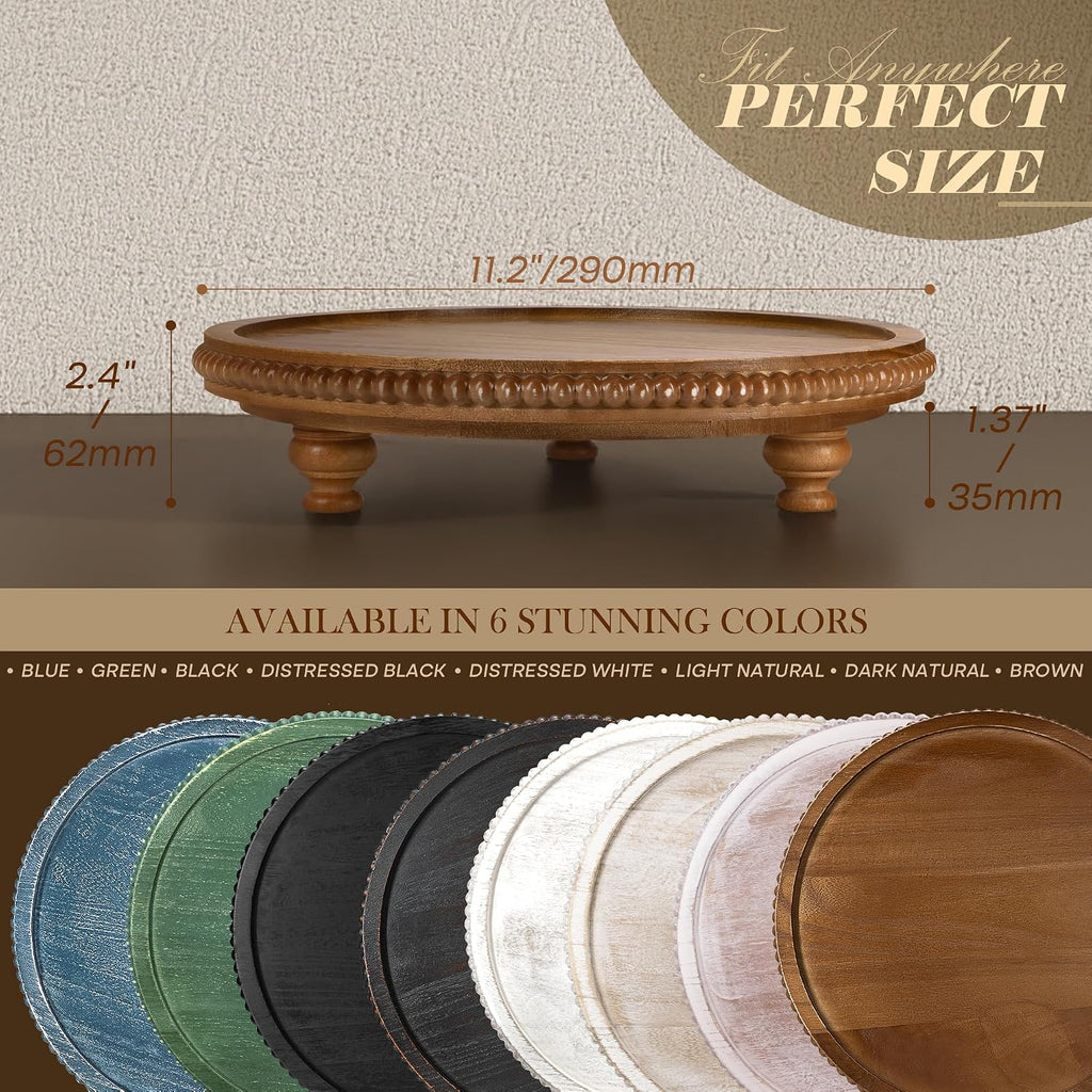 Brown Beaded Round Pine Wooden Display Riser